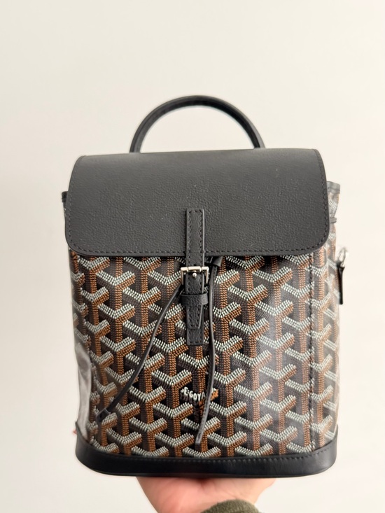Goyard Handbags - Goyard Alpin Mini Backpack Black Brown Goyardine Leather Trim - Missing Straps